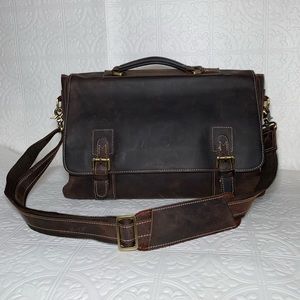 Holssen Norwegian Lathan Espresso Leather Messenger Bag